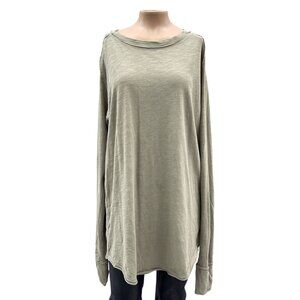 We The Free People Oversized Long Sleeve Sage Green Tunic Top Womens S